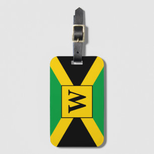 Jamaican Flagga Patterned Monogram Bagagebricka