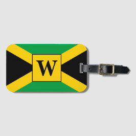 Jamaican Flagga Patterned Monogram Bagagebricka