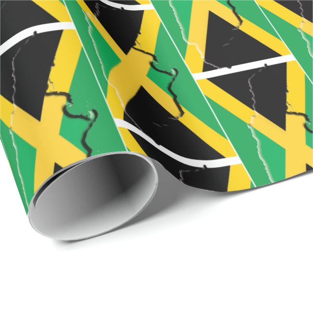 Jamaican Flagga Presentpapper (Rullad Hörn)