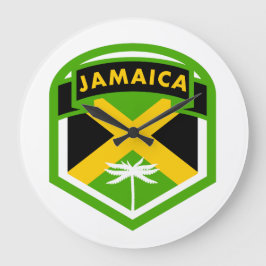Jamaican Flagga Stil Stor Klocka