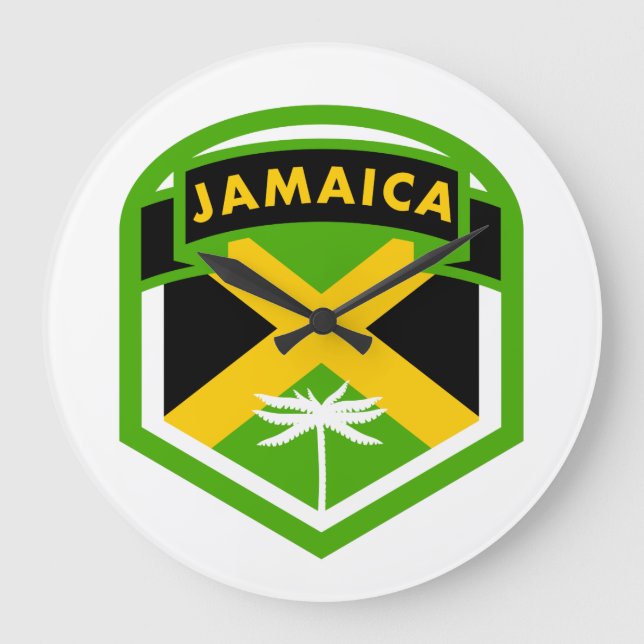 Jamaican Flagga Stil Stor Klocka (Framsida)
