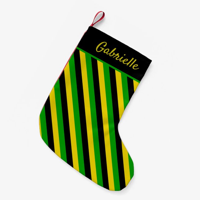 Jamaican Flagga Stripe Liten Julstrumpa (Framsidan (Hängande))