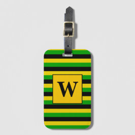 Jamaican Flagga Stripe Monogram Bagagebricka