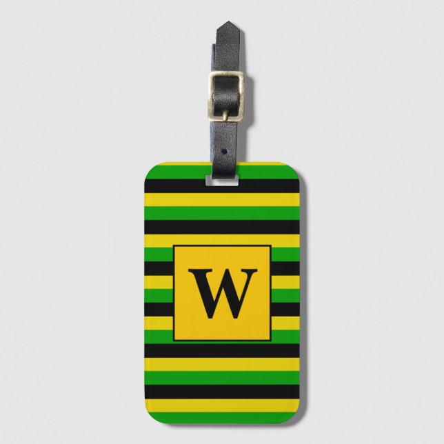 Jamaican Flagga Stripe Monogram Bagagebricka (Framsida vertikal)
