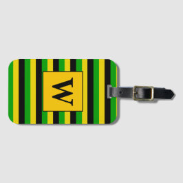 Jamaican Flagga Stripe Monogram Bagagebricka