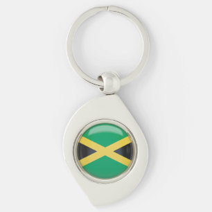 Jamaican Flagga Swirl Silverfärgad Nyckelring