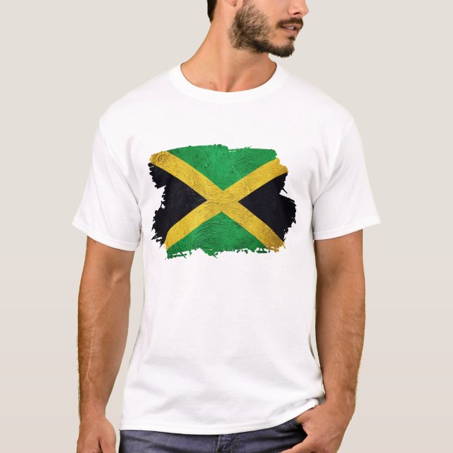Jamaican Flagga T Shirt (Framsida)