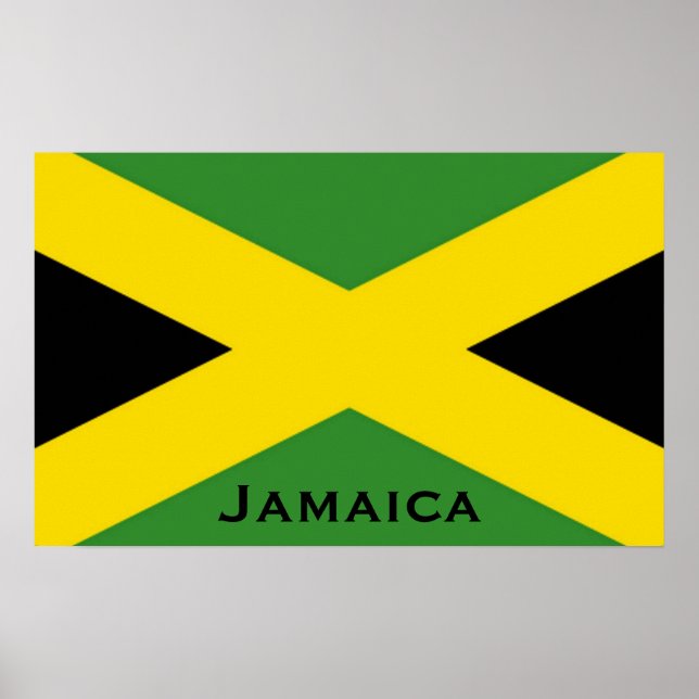 Jamaican Flagga till Kant med Jamaica Ord Poster (Framsidan)