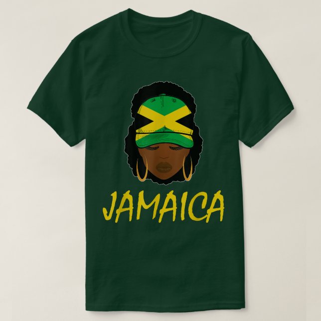 Jamaican Girl Afro Jamaica Flagga Pride Patriotic  T Shirt (Design framsida)