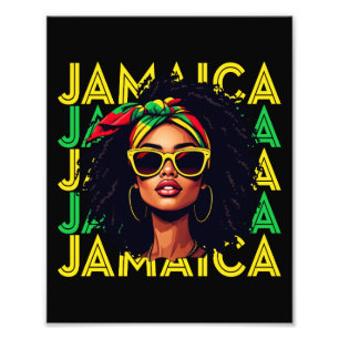 Jamaican Girl Jamaica Flagga Proud Jamaican Women Fototryck