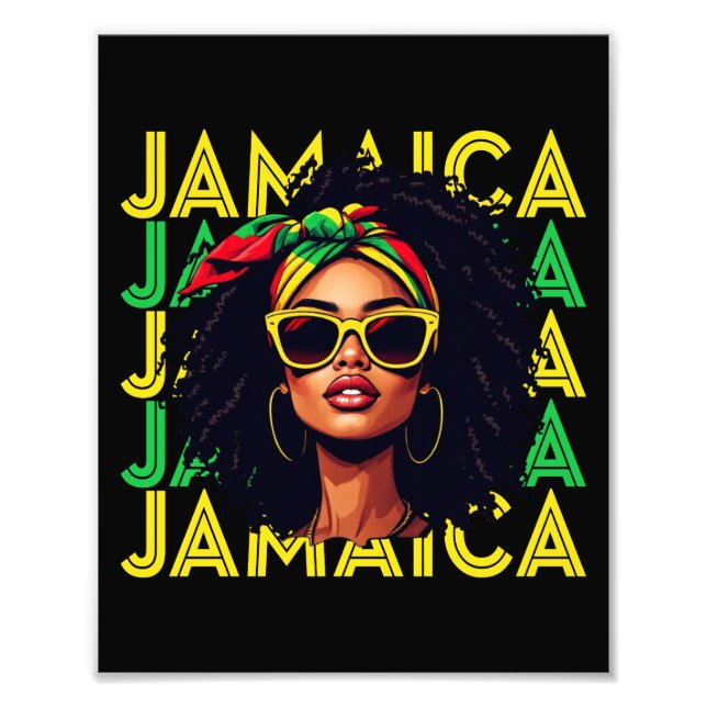 Jamaican Girl Jamaica Flagga Proud Jamaican Women Fototryck (Framsidan)