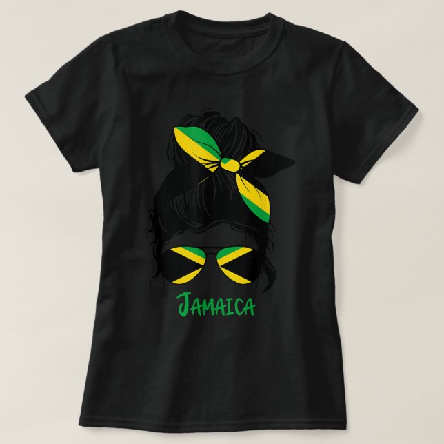 Jamaican Girl Jamaica Girl Jamaica flagga T Shirt (Design framsida)
