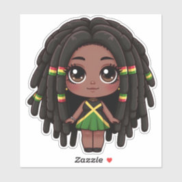Jamaican Girl med Dreadlocks Klistermärken