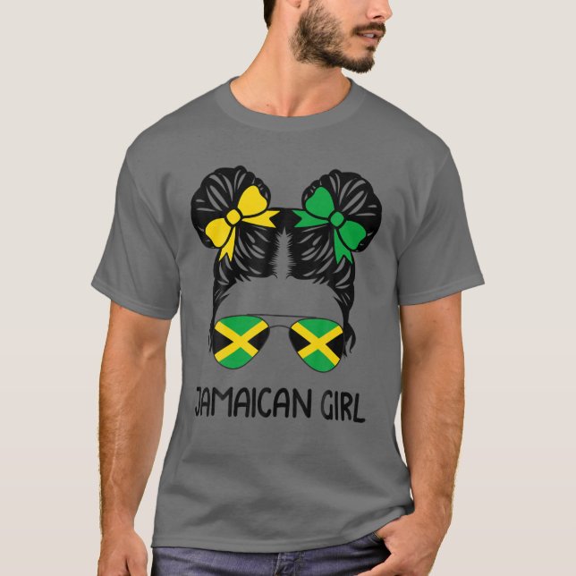 Jamaican Girl Messy Hair Jamaica Pride Patriotic G T Shirt (Framsida)