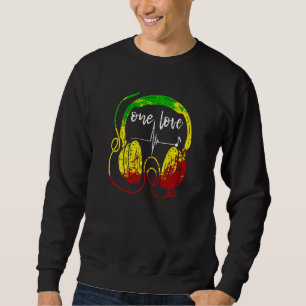 Jamaican Headphone Rasta Reggae Music Lång Ärmad Tröja
