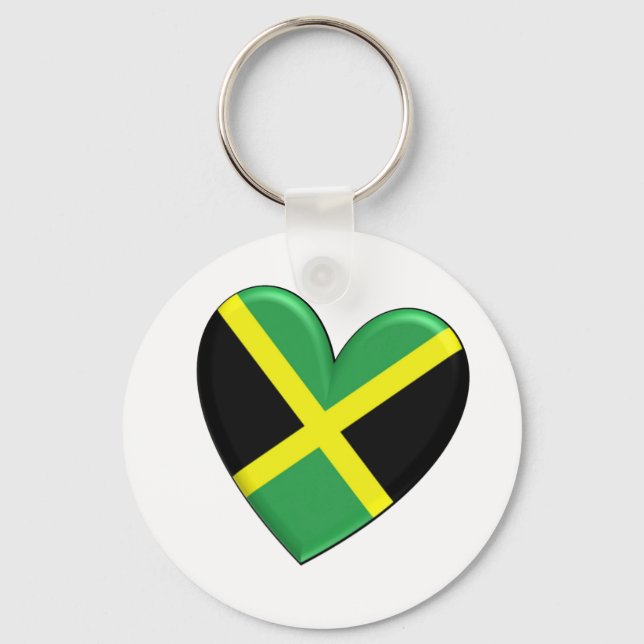 Jamaican Heart Flagga Nyckelring (Framsida)