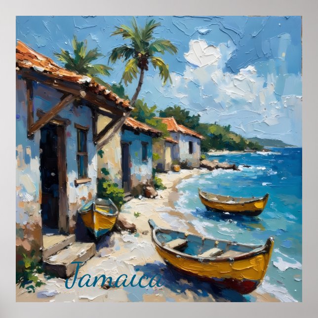 Jamaican homes by the sea shore poster (Framsidan)