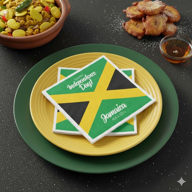 Jamaican Independence day Jamaica National Flagga Pappersservett (Jamaican Independence Day Jamaica Flag Paper Dinner Napkins Cover Photo)