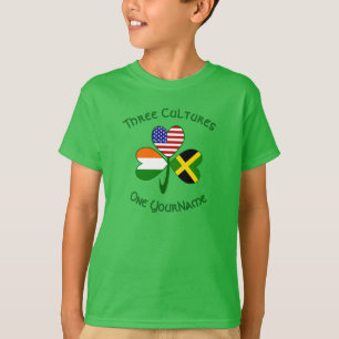 Jamaican Irish American Flaggor Shamrock Ditt namn T Shirt