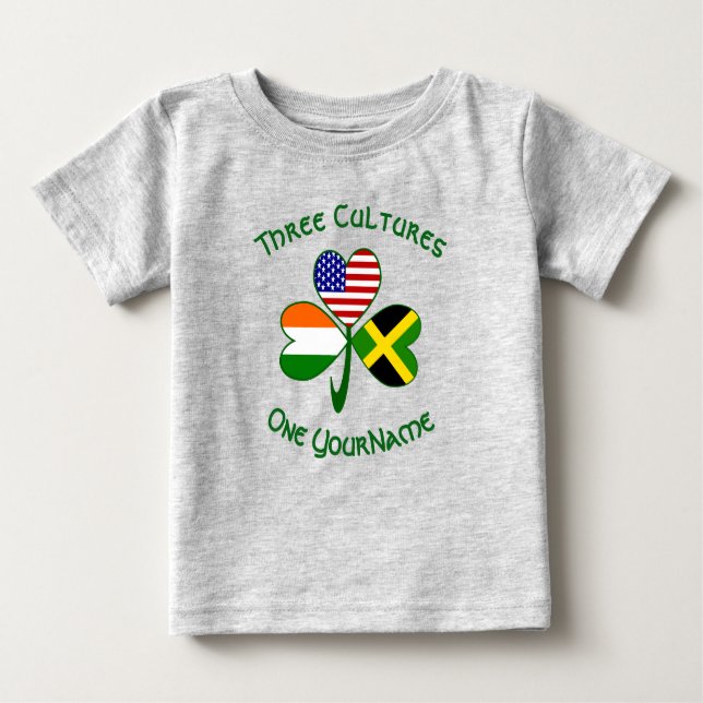 Jamaican Irish American Flaggor Shamrock Ditt namn T Shirt (Framsida)