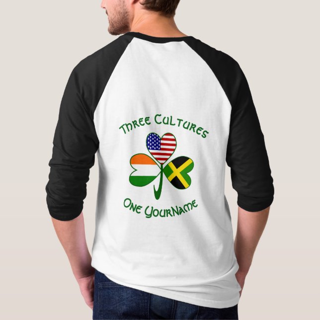 Jamaican Irish American Shamrock Flagga Personlig T Shirt (Baksida)