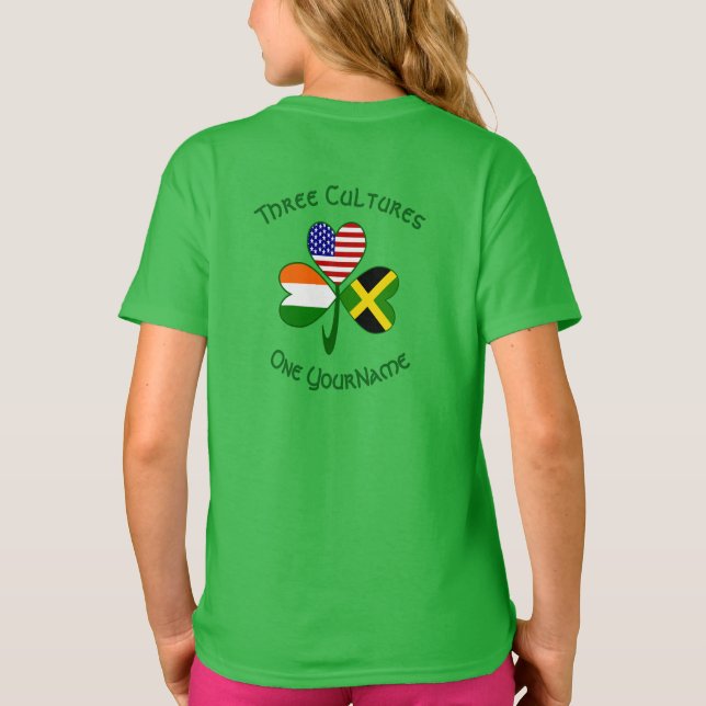 Jamaican Irish USA flagga Shamrock Personlig T Shirt (Baksida)