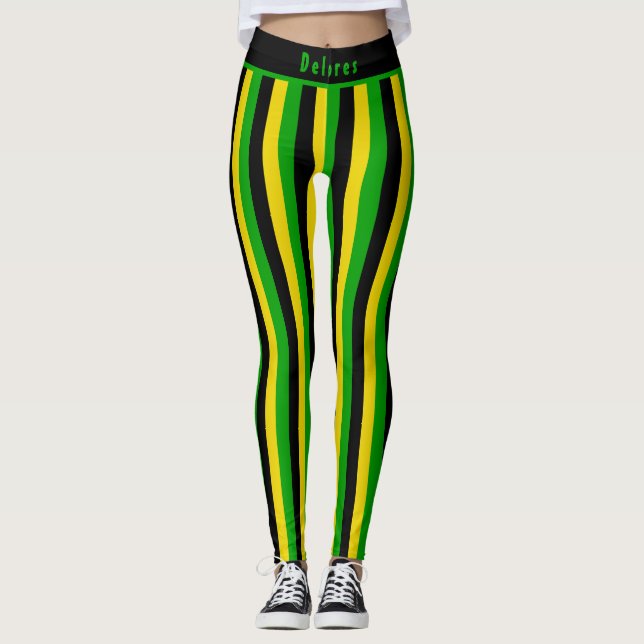 Jamaican Island Vibes Striped Leggings (Framsida)