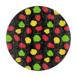 Jamaican Kitchen Chili Pepper Patterned Black