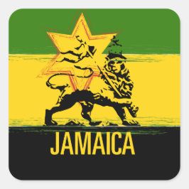 Jamaican Lejon av Judah Large Square Sticker Fyrkantigt Klistermärke