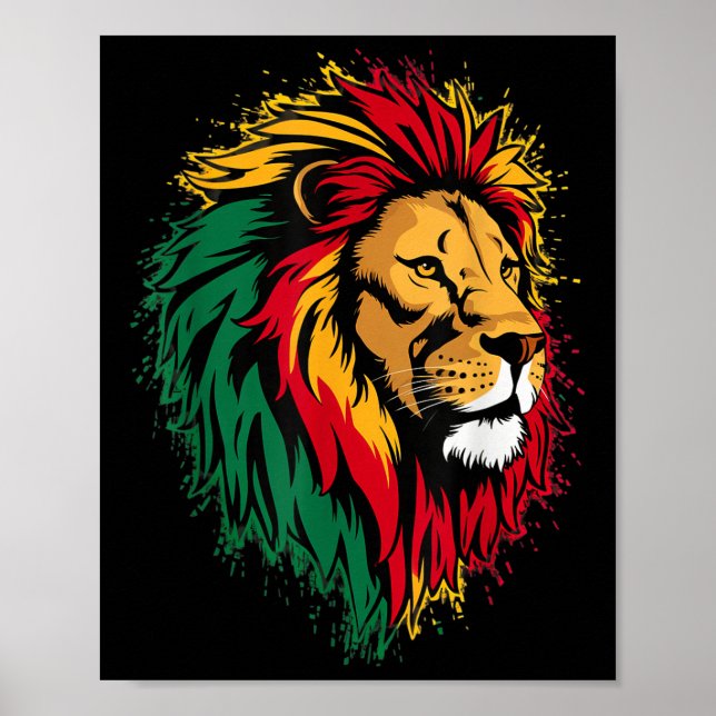 Jamaican Lejon Jamaican Rasta Flagga Lejon av Juda Poster (Framsidan)