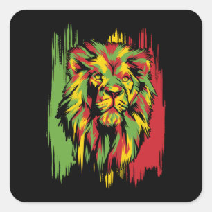 Jamaican Lejonare Rasta African Reggae Fyrkantigt Klistermärke