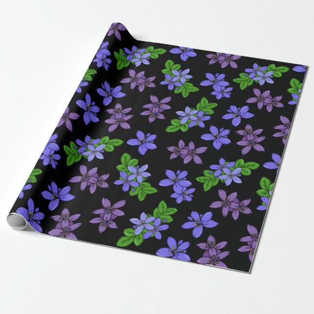 Jamaican Lila Lignum Vitae Flowers Patterned Presentpapper (Utrullad)