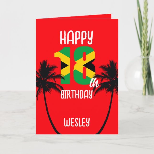 Jamaican Lycklig 18:e födelsedagen Kort (Framsida)