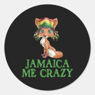 Jamaican Me Crazy Flagga Fox T Shirt Hair Funny Re Runt Klistermärke