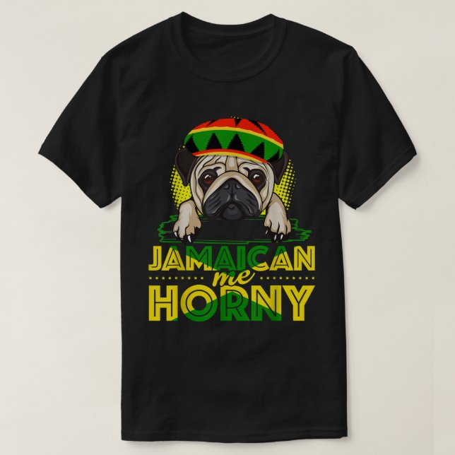 Jamaican me horny - Jamaica Flagga Tee för manar o (Design framsida)