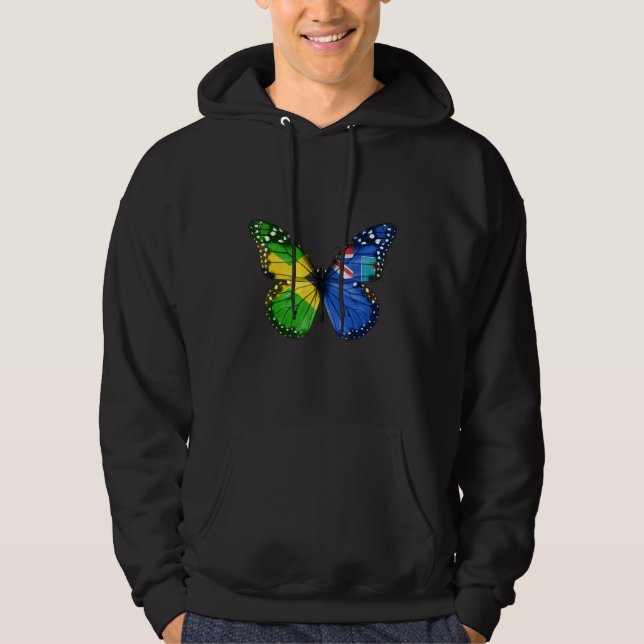 Jamaican Montserratian Flag Butterfly Hoodie (Framsida)