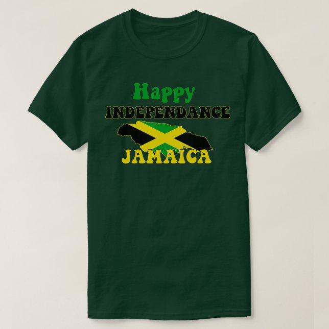 Jamaican Oberoende Day Jamaica karta och flagga T Shirt (Design framsida)