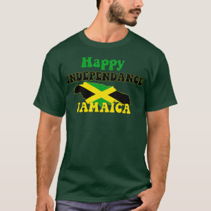 Jamaican Oberoende Day Jamaica karta och flagga T Shirt