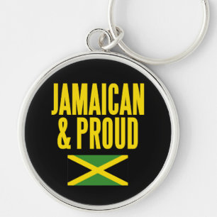 Jamaican och Proud Jamaica Flagga Rund Silverfärgad Nyckelring