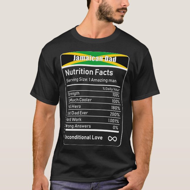 Jamaican Pappa Nutrition Facts Fars dag Gift Pappa T Shirt (Framsida)
