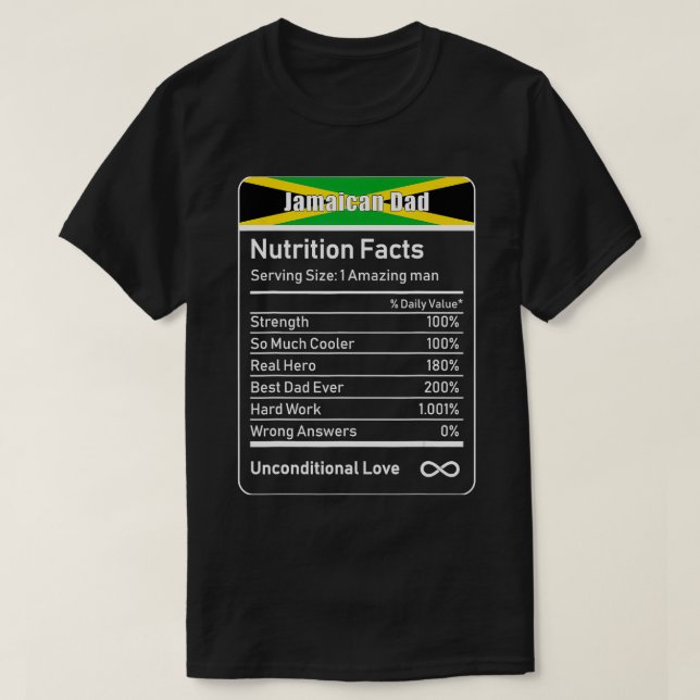 Jamaican Pappa Nutrition Facts Fars dag T Shirt (Design framsida)