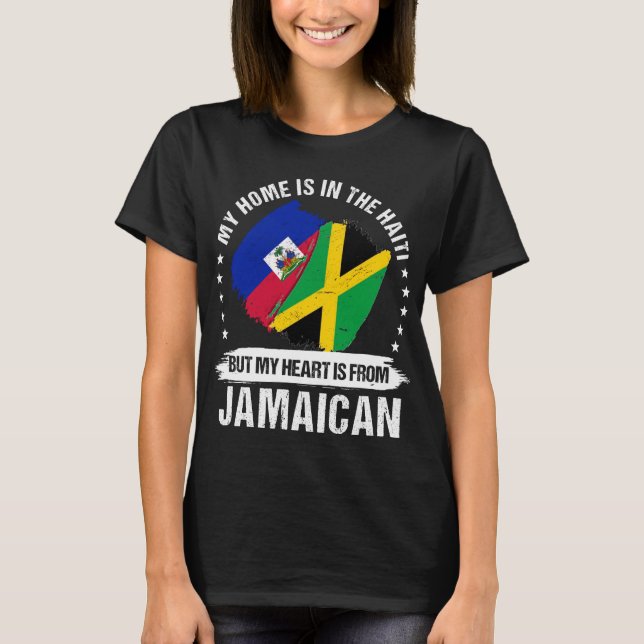 Jamaican Patriot Haiti Flagga Haitian Jamaican Roo T Shirt (Framsida)
