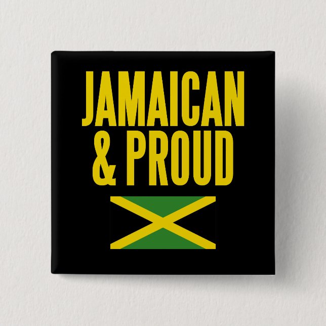 Jamaican & Proud Jamaica Flagga Knapp (Framsida)