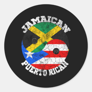 Jamaican Puerto Rican Flagga Jamaican Puerto Jamai Runt Klistermärke
