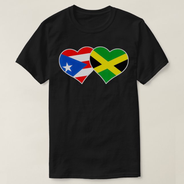 Jamaican Puerto Rican Heart Kärlek Jamaica Puerto  T Shirt (Design framsida)