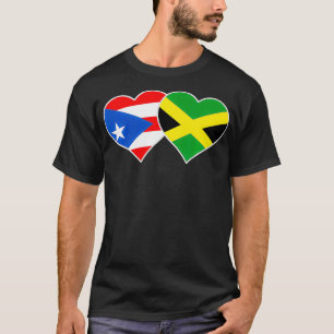 Jamaican Puerto Rican Heart Kärlek Jamaica Puerto  T Shirt