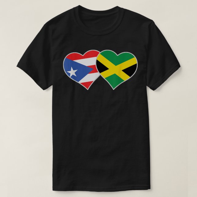 Jamaican Puerto Rican Heart Kärlek Puerto Rico Fla T Shirt (Design framsida)