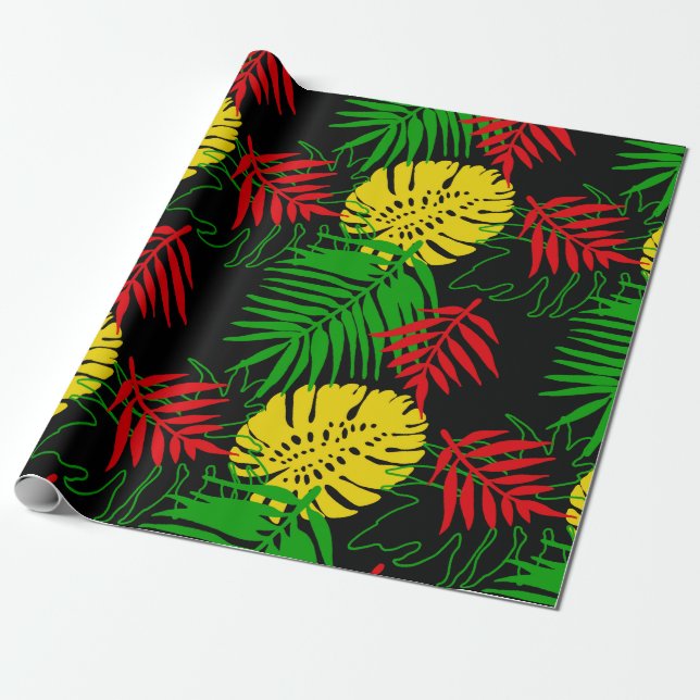 Jamaican Rasta Färg Caribbean Bröllop Presentpapper (Utrullad)