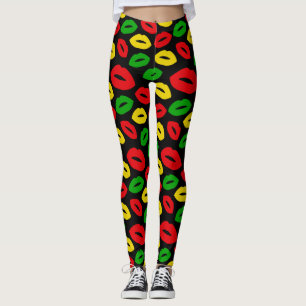 Jamaican Rasta Färg One Kärlek Läppar Patterned Leggings