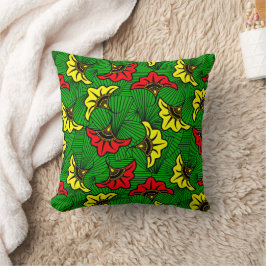 Jamaican Rasta Färgad Geometric Red Guld Grönt Kudde